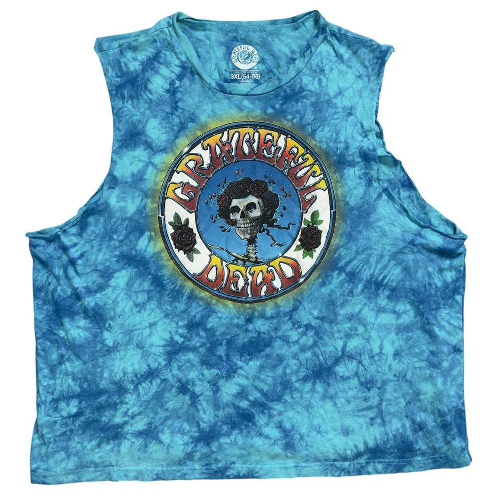 2018 Grateful Dead Tie Dye Muscle Tank Top 3XL Bertha Skull Roses Band Shirt